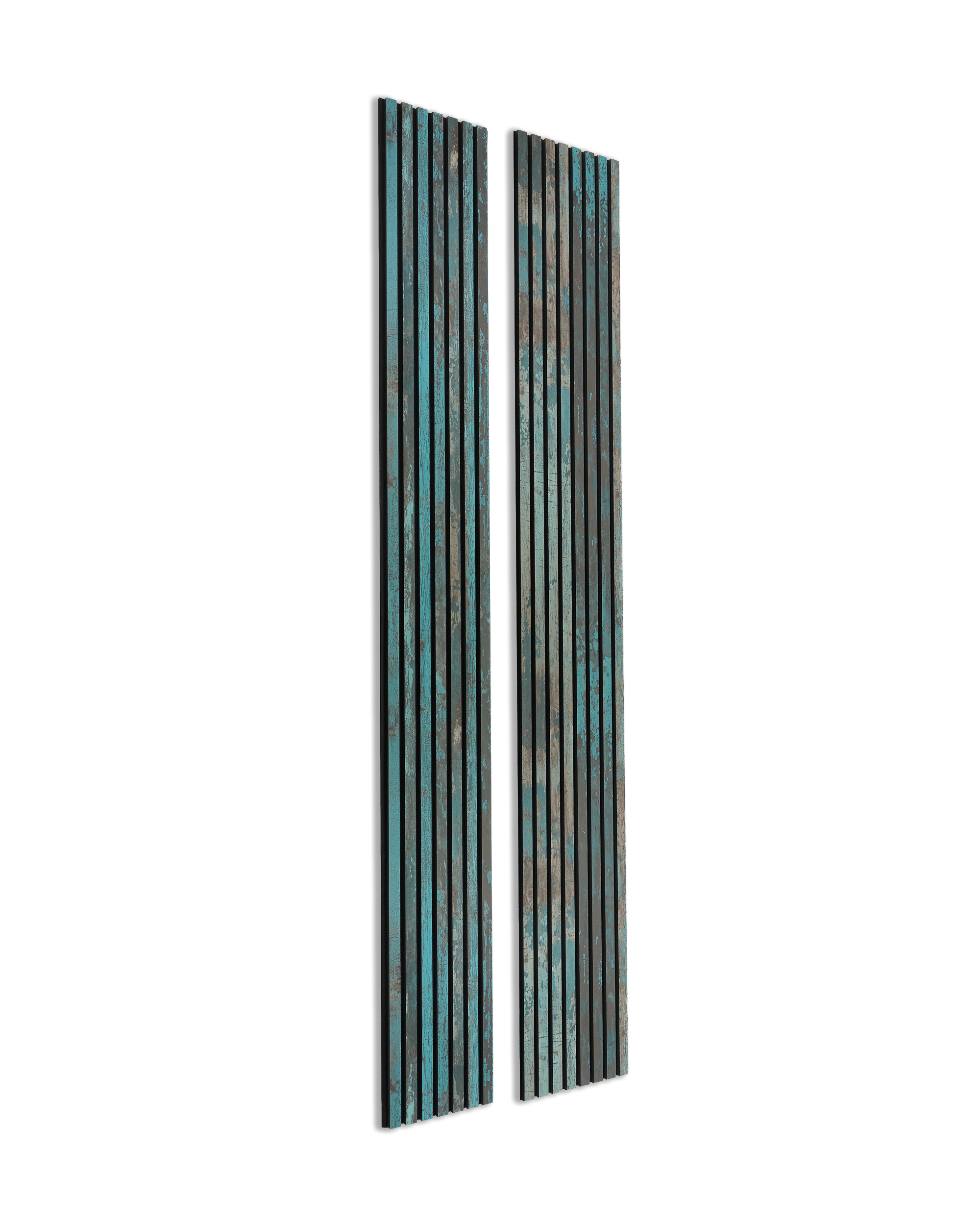 Akupanel | Acoustic Panel / Colored, Oxide Blue, Black Felt, 240 x 60 cm